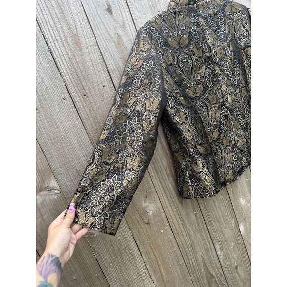 Vintage Sheri Martin Jacket Top Size 16W Black Gold Silver Buttons Whimsygoth - Picture 11 of 11